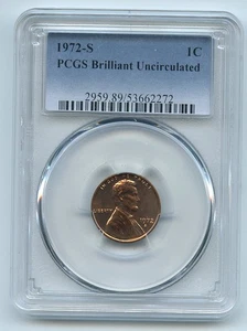 1972 S 1C Lincoln Cent PCGS Brilliant Uncirculated BU - Picture 1 of 1