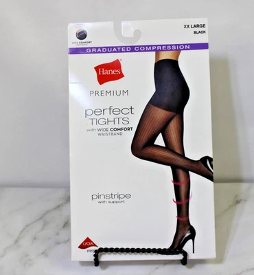 Medias perfectas Hanes Premium para mujer - negras a rayas XXL control abdominal grandes Foto 1 de 4