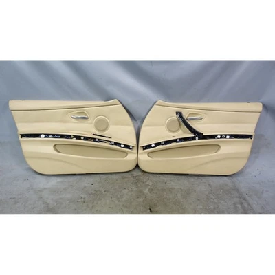 2006-2008 BMW E90 E91 3-Series 4dr Front Interior Door Panel Trim Skins Beige - Image 1 of 4