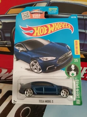 Hot Wheels 2016 Green Speed #2/5 Tesla Model S en azul oscuro Foto 1 de 4
