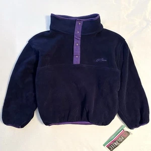 Vintage 1994 LL Bean NWT Kids Polartec Fleece Jacket S Girls Navy Blue Purple - Picture 1 of 10