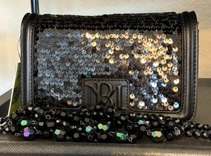BADDIE BUNDLE: NWT Badgley Mischka Sequin Crossbody Bag w/ Black Bling Beads - Picture 1 of 6