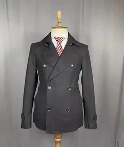 ¡COMO NUEVO! Abrigo ZZegna Hombre Lana Negro Doble Pecho Guisante Talla S - Imagen 1 de 11