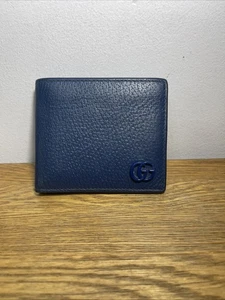 Gucci GG Marmont bi-fold wallet in blue leather bi-fold wallet VGC - Picture 1 of 17