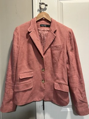 Blazer Ecuestre Lauren Ralph Lauren Academia Blush Rosa 3 Botones Talla 12 Foto 1 de 4