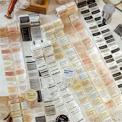 Cinta precortada frase palabras vintage pegatinas papel kraft diario basura álbumes de recortes Foto 1 de 4