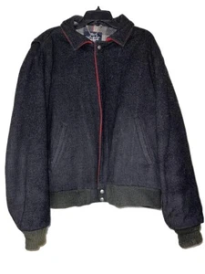 Vtg Woolrich Gray Check Wool Plaid Lined Bomber Hunting Jacket Mens XL Coat - Picture 1 of 11