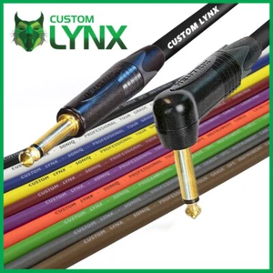 Custom Lynx SONIQ Neutrik Straight to Angled Guitar Cables. Mono Jack Patch Lead - Picture 1 of 4