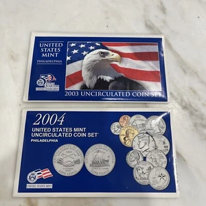 2 Sets 2003, 2004 US Mint Uncirculated Coin Sets Philadelphia - Picture 1 of 6