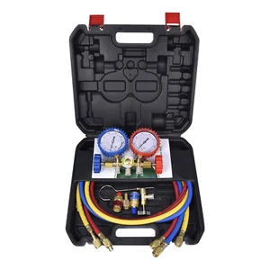 AC Manifold Gauge Set 3-Way Fit R134A R22 R12 R502 Refrigeration Charging - Picture 1 of 9