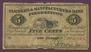 1862 Farmers & Manufacturers Bank, Poughkeepsie, New York 5c Schein Nr.5044 61057 - Bild 1 von 2