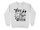 Wife Mom Witch Sweatshirt, Funny Halloween Shirt for Women