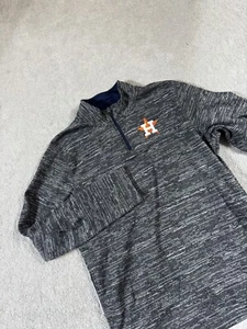 Majestic MLB Houston Astros 1/4 Zip Gray Polyester Sweatshirt Mens Medium ** - Picture 1 of 9