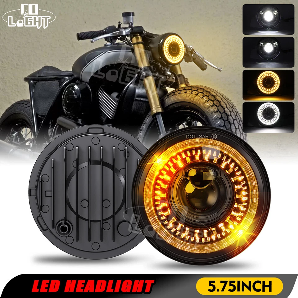 E-Geprüft 5,75 Zoll LED Scheinwerfer Start-up Halo für Harley Indian Triumph - Bild 1 von 4