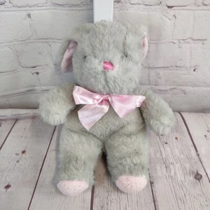 9" Gray Lop Ear Bunny Rabbit Pink Sparkly Ears Hug Fun Small Plush Easter Soft - Picture 1 of 4