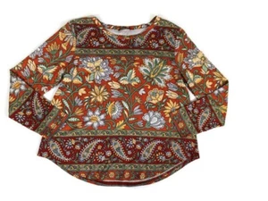 IZURIA Langarmshirt orange Blumen Paisley Stretch Damen Gr. L - Bild 1 von 7
