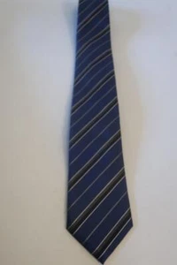 Mens Corneliani Blue Gray Black Asymmetrical Stripe 100% Silk Italy Neck Tie - Picture 1 of 3