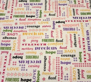 19" Love and Hope Kensington Studios Quilting Treasures Colorful Words - Picture 1 of 3
