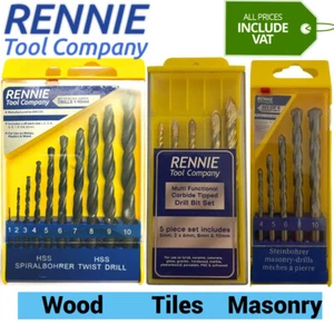 Rennie Tool Drill Bit Set Multi Purpose Metal Masonry Wood HSS Steel Tile Glass - Picture 1 of 10