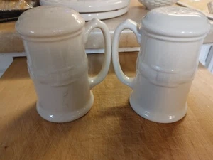 Longaberger Pottery Ivory Stove Top Farmers Salt Pepper Shakers - Picture 1 of 3