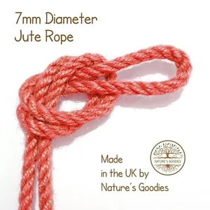 Mohnrote Farbe 1m x 7mm dickes farbiges Juteseil zum Basteln Seilarbeiten - Bild 1 von 7