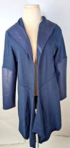 DG2 Diane Gilman Women Knitted Hoodie Navy Waterfall Cardigan Size M New/w Tags - Picture 1 of 7