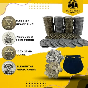 Monedas de metal DnD - Juego de monedas de plata y oro x 100 - Fantasy Elemental - Imagen 1 de 12