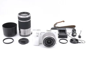 Sony Alpha A6000 (Kit with 16-50mm & 55-210mm Zoom) White [Mint] in Box #C1073 - Afbeelding 1 van 9