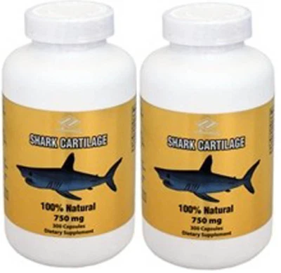 2 Botellas Cartílago Tiburón 100% Natural 750mg 300 Cápsulas x 2 = 600 Cápsulas Foto 1 de 4