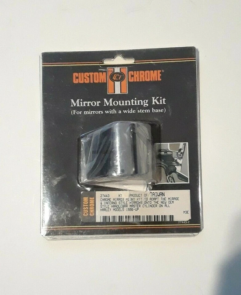 Kit de montaje de espejo retrovisor cromado personalizado 27443 para Harley Davidson 1996 y arriba Foto 1 de 2