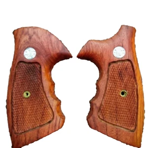 Grip Revolver Smith Wesson K Frame Hard Wooden From Thai Grip With Logo - Picture 1 of 9