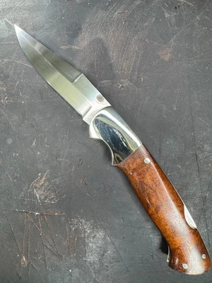 Joe Kious Custom Lockback Folder, Nickel Silver Bolsters, Desert Ironwood Burl - Image 1 of 4