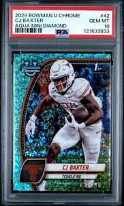 CJ Baxter /275 - 2024 Bowman U Chrome - Aqua Mini-Diamond - PSA 10 Gem Pop 1 - Picture 1 of 2