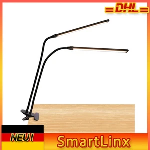 13W Tisch-Leselampe LED-Schreibtischlampe mit Druckknopf Doppelkopf-Schreibtis - Bild 1 von 14