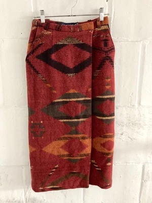 VTG Ralph Lauren Wool Blanket Southwestern Serape Aztec Wrap Skirt Size 8 - Image 1 of 4