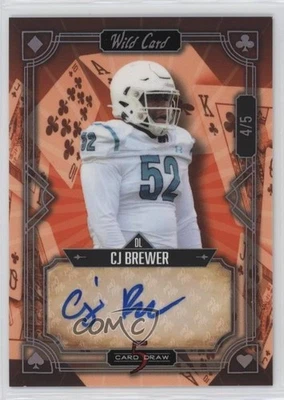 2022 Wild 5 Card Draw Classic Rainbow Holo Foil - Orange /5 CJ Brewer Auto - Image 1 of 2