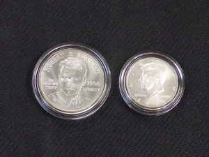 1998 US MINT KENNEDY COLLECTOR DOLLAR & HALF-DOLLAR .999 SILVER COINS WITH COA - Picture 1 of 6