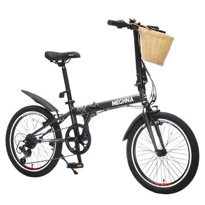 Bicicleta Plegable MEGHNA 20 Pulgadas 6 Velocidades con Cesta, Soporte para Teléfono y Guardabarros Gris Oscuro Foto 1 de 4