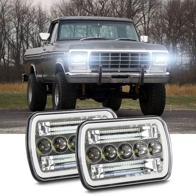 Par de faros LED de 7x6" aptos para Ford F150 1981-84 Bronco 1978-1986 Foto 1 de 4