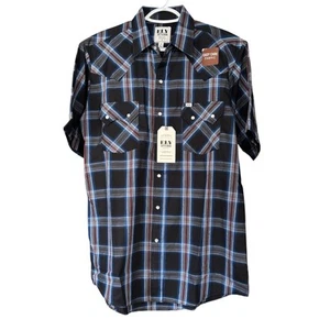 Ely Cattleman Pearl Snap Button Down Shirt Easy Care NEW M Plaid Western Cowboy - Picture 1 of 3