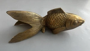 Heavy Vintage Brass Large Koi Fish Statue 2.5 Lbs 12” Long - Picture 1 of 7