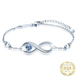 Damen Armband Herz 925 Sterling Silber Unendlichkeit Kette Frauen Geschenk - Bild 1 von 8