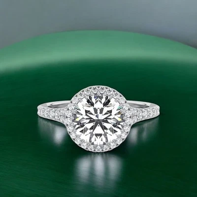 14k White Gold Wedding Ring Lab Grown IGI Certified Round 2.5 Carat Diamond - Image 1 of 4