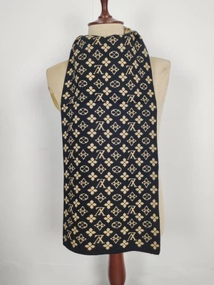 Louis Vuitton genuino vintage negro/beige lana invierno bufanda bufandas Foto 1 de 4