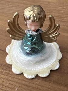 Mid Century Weird Spun Glass Foil Mica Plastic Christmas Angel Ornament Germany - Bild 1 von 6