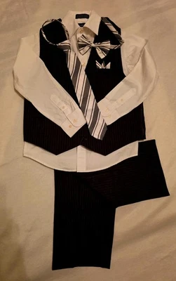 Conjunto de traje de 3 piezas para niños Nautica pantalones/chaleco/camisa manga larga talla 8 gris blanco Foto 1 de 4