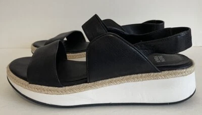 Sandalias de cuero negras Eileen Fisher ~ talla 11 ~ cómodas ~ Foto 1 de 4