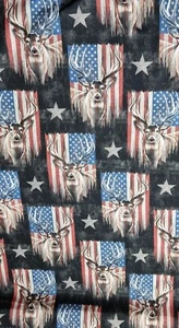 3 Yards For £15 +free Delivery. USA Flag & Stag Printed. Cotton Poplin - Picture 1 of 2
