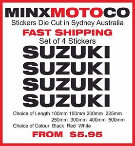 SUZUKI Replica Name Vinyl Sticker Decal Sizes 100mm to 500mm Set of 4 Motocross 