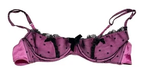 Sujetador De Colección Balconette Victorias Secret Encaje Terciopelo Púrpura Lunares M Mezcla Seda 05 - Imagen 1 de 8
